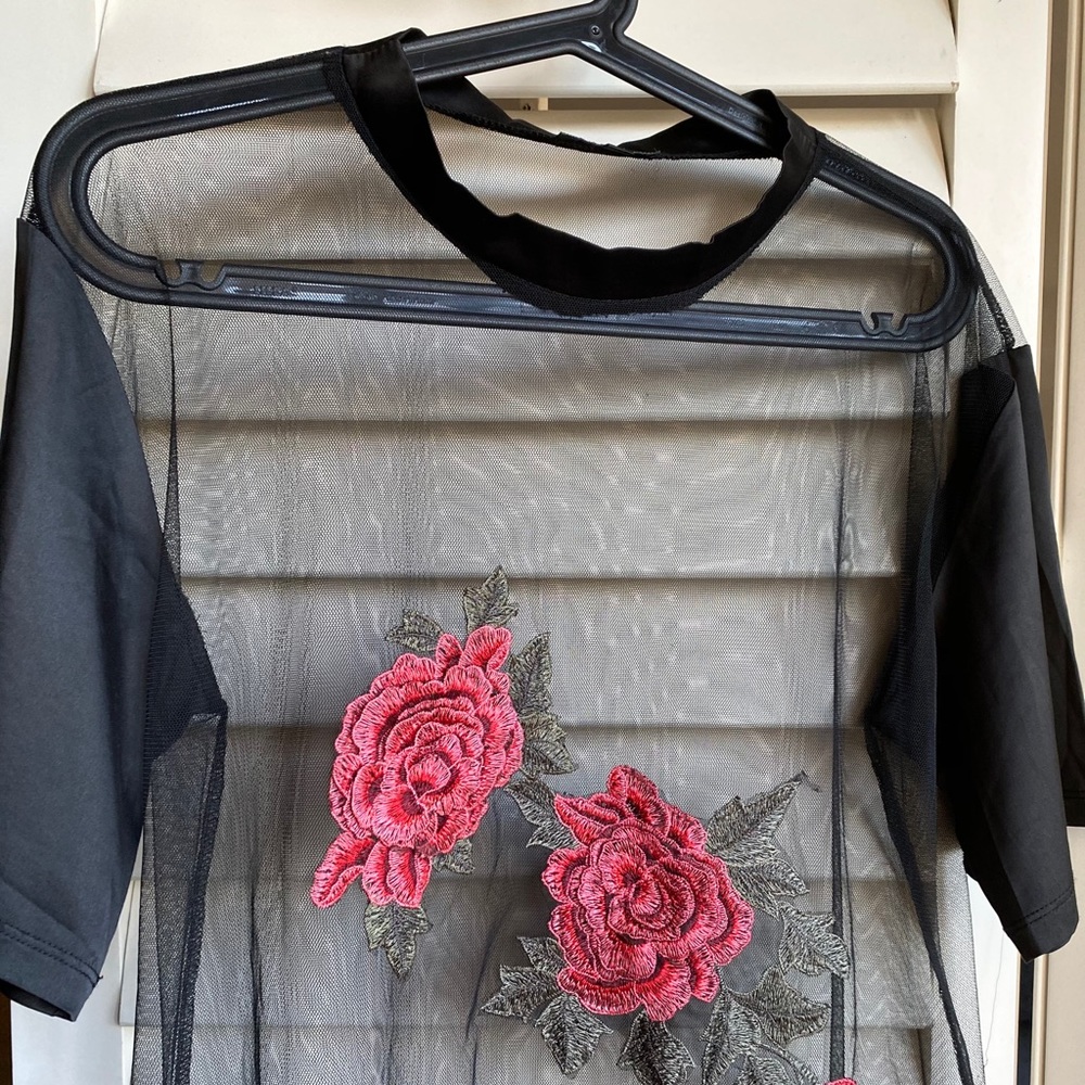 Black mesh top